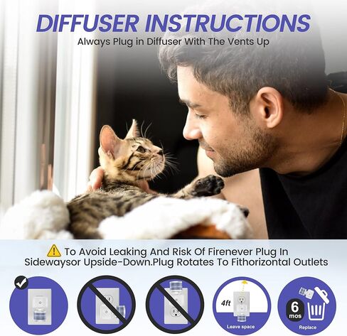 مجموعة موزع الفرمون المهدئ للقطط من أمرينس: 1 موزع و2 عبوات للاستخدام لمدة 60 يومًا، للمساعدة في تقليل التبول والمنطقة الجديدة والعدوان والقتال مع الكلاب والسلوكيات الأخرى in Kuwait