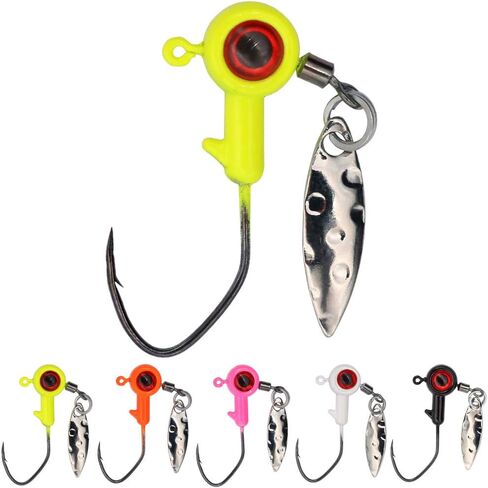 XFISHMAN Crappie-Jigs-Heads-Kit 1/8 1/16 1/32oz 50 Pack Panfish Fishing Jigs Lead Head Jig Hook Lure in Saudi Arabia
