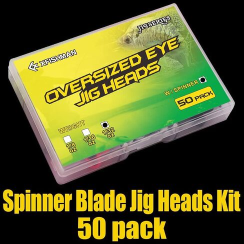 XFISHMAN Crappie-Jigs-Heads-Kit 1/8 1/16 1/32oz 50 Pack Panfish Fishing Jigs Lead Head Jig Hook Lure in Saudi Arabia