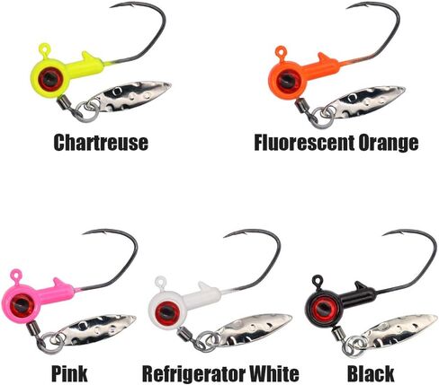 XFISHMAN Crappie-Jigs-Heads-Kit 1/8 1/16 1/32oz 50 Pack Panfish Fishing Jigs Lead Head Jig Hook Lure in Saudi Arabia