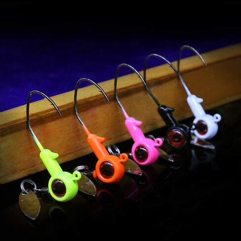 XFISHMAN Crappie-Jigs-Heads-Kit 1/8 1/16 1/32oz 50 Pack Panfish Fishing Jigs Lead Head Jig Hook Lure in Saudi Arabia