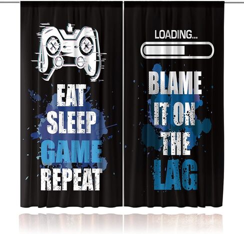 MESHELLY الأولاد ألعاب الستائر 42W × 63H بوصة قضيب جيب الألعاب ديكور للمراهقين غرفة نوم لعبة فيديو تحكم غمبد يقتبس الرجال الأطفال بارد الفن المطبوعة غرفة المعيشة غرفة اللعب نافذة الستائر 2 لوحات مجموعة in Kuwait