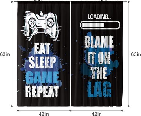 MESHELLY الأولاد ألعاب الستائر 42W × 63H بوصة قضيب جيب الألعاب ديكور للمراهقين غرفة نوم لعبة فيديو تحكم غمبد يقتبس الرجال الأطفال بارد الفن المطبوعة غرفة المعيشة غرفة اللعب نافذة الستائر 2 لوحات مجموعة in Kuwait