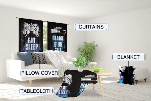 MESHELLY الأولاد ألعاب الستائر 42W × 63H بوصة قضيب جيب الألعاب ديكور للمراهقين غرفة نوم لعبة فيديو تحكم غمبد يقتبس الرجال الأطفال بارد الفن المطبوعة غرفة المعيشة غرفة اللعب نافذة الستائر 2 لوحات مجموعة in Kuwait