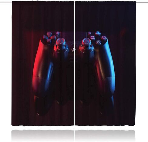 MESHELLY الأولاد ألعاب الستائر 42W × 63H بوصة قضيب جيب الألعاب ديكور للمراهقين غرفة نوم لعبة فيديو تحكم غمبد يقتبس الرجال الأطفال بارد الفن المطبوعة غرفة المعيشة غرفة اللعب نافذة الستائر 2 لوحات مجموعة in Kuwait