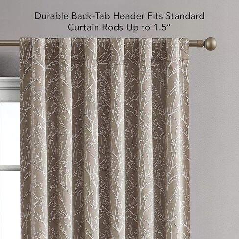 Creative Home Ideas Blackout Curtains (2 Panels, 50"x 84", Taupe) Room Darkening Thermal Insulated Curtains with 2 Tiebacks - Collins Window Curtains for Bedroom, Living Room - Branch Pattern in Kuwait