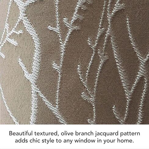 Creative Home Ideas Blackout Curtains (2 Panels, 50"x 84", Taupe) Room Darkening Thermal Insulated Curtains with 2 Tiebacks - Collins Window Curtains for Bedroom, Living Room - Branch Pattern in Kuwait