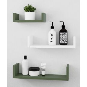 Afuly U Shape Wall Shelves Grey Green White Set of 3 in Kuwait