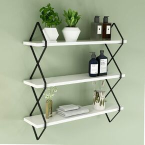 WELLAND 3-Tier White Floating Shelves Wall Mount Hanging Shelves Wood Modern Display Shelves, Bookshelves,for Living Room Kitchen (23 1/2 Inches) in Kuwait