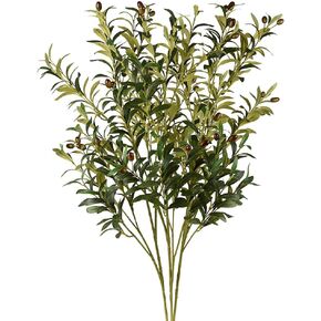 HANDIC 3pack Olive Branch, Olive Branches for Vases Faux Greenery Stems Artificial Olive Branch Stems Fake Olive Tree Branches (40inch/Branches) (Green) in Kuwait