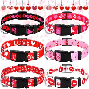 6 Pack Valentine's Day Dog Collar Puppy Collars for Small Medium Large Dogs Adjustable Puppy Dog Collar Male Female Basic Dog Collars Soft Comfy Cat Collar with Plastic Buckle (Large) in Saudi Arabia