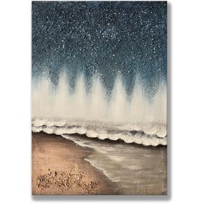 لوحات فنية جدارية لامعة مصنوعة يدويا من ياو او او مياو مقاس 28 انش × 40 انش، لوحة فنية جدارية على الشاطئ مرسومة بالحصى والاحجار، عمل فني كبير للجدران، لوحة فنية جدارية مزخرفة لغرفة المعيشة، لوحة فنية in Kuwait