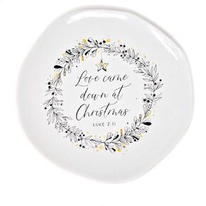 Trinity Church Supply Rustic White Ceramic Love Came Down At Christmas Giving Plate, Gift for Women, 10 Inch in Kuwait