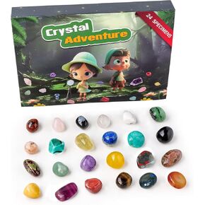 Apengshi الكريستال الطبيعي 24 شعرية الحجر الخام المعادن صندوق أعمى مجموعة شفاء كريستال للأطفال العلوم التعليمية تعميم مجموعة هدية صندوق الديكور in Kuwait
