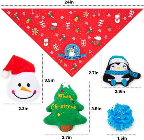 AWOOF Cat Christmas Toys, Christmas Stocking Cat Toy Gift Set 12Pcs Cat Toys Set for Kitten with Pet Cat Christmas Bandana in Kuwait