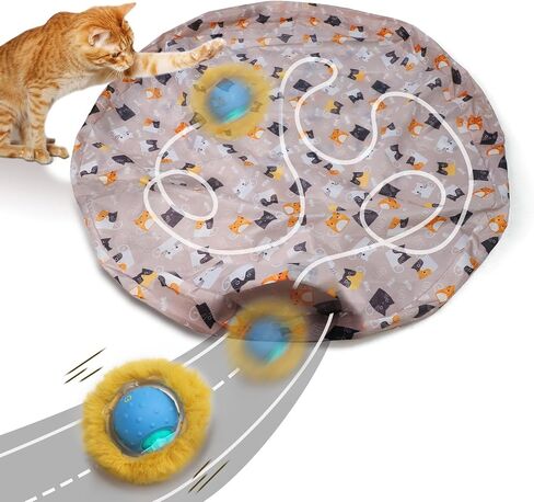 Giociv Interactive Cat Toys Ball Fast Rolling in Pouch, Motion Activate Chirping Cat Toy Hide and Seek Mouse Catching Game in Saudi Arabia