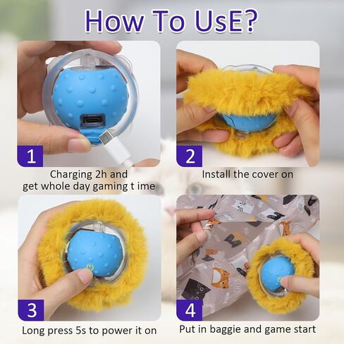 Giociv Interactive Cat Toys Ball Fast Rolling in Pouch, Motion Activate Chirping Cat Toy Hide and Seek Mouse Catching Game in Saudi Arabia