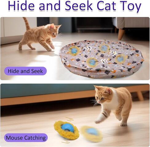 Giociv Interactive Cat Toys Ball Fast Rolling in Pouch, Motion Activate Chirping Cat Toy Hide and Seek Mouse Catching Game in Saudi Arabia