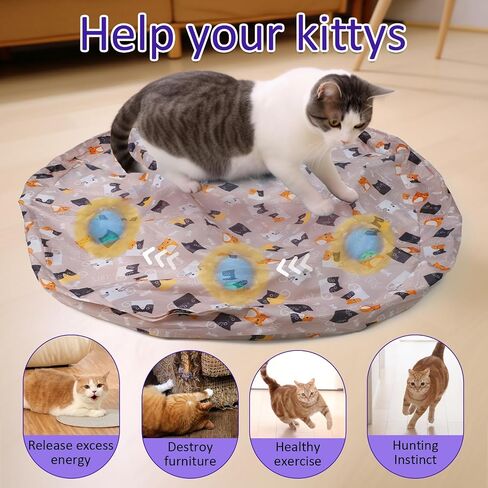 Giociv Interactive Cat Toys Ball Fast Rolling in Pouch, Motion Activate Chirping Cat Toy Hide and Seek Mouse Catching Game in Saudi Arabia