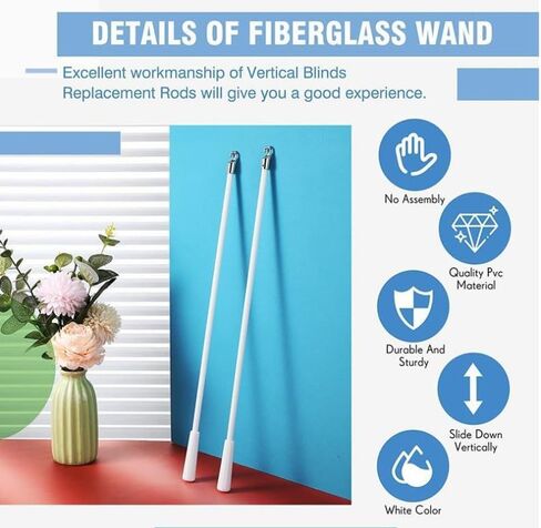 عبوة من 2 قضيب سحب للستائر مقاس 17 انش من مادة الالياف الزجاجية مع خطاف لفتح وخلف لسهولة الفتح والخلف in Kuwait