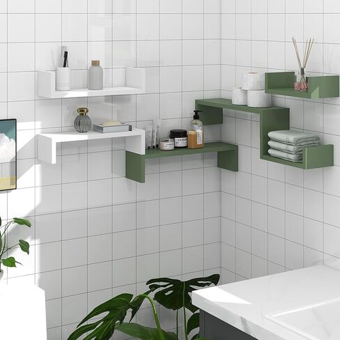 Afuly U Shape Wall Shelves Grey Green White Set of 3 in Kuwait