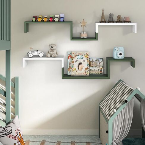 Afuly U Shape Wall Shelves Grey Green White Set of 3 in Kuwait
