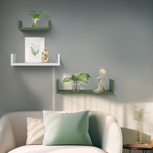 Afuly U Shape Wall Shelves Grey Green White Set of 3 in Kuwait