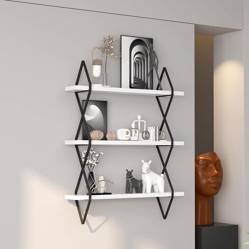 أرفف عائمة بيضاء من WELLAND مكونة من 3 طبقات، أرفف معلقة على الحائط، أرفف عرض خشبية حديثة، أرفف الكتب، لمطبخ غرفة المعيشة (23 1/2 بوصة) in Kuwait