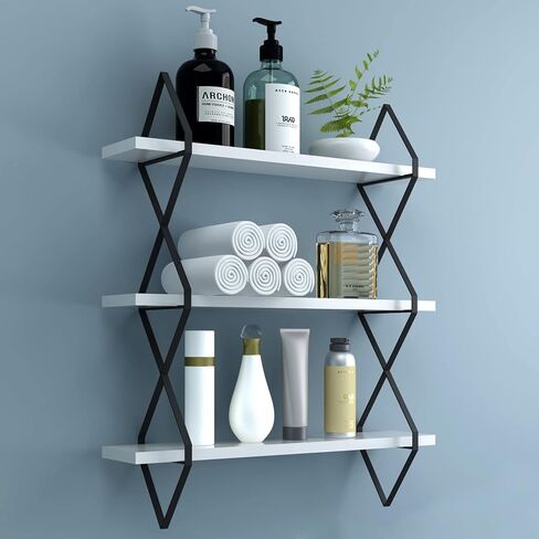 أرفف عائمة بيضاء من WELLAND مكونة من 3 طبقات، أرفف معلقة على الحائط، أرفف عرض خشبية حديثة، أرفف الكتب، لمطبخ غرفة المعيشة (23 1/2 بوصة) in Kuwait