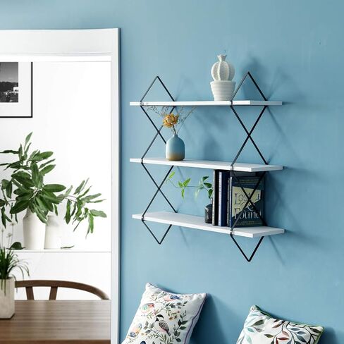 أرفف عائمة بيضاء من WELLAND مكونة من 3 طبقات، أرفف معلقة على الحائط، أرفف عرض خشبية حديثة، أرفف الكتب، لمطبخ غرفة المعيشة (23 1/2 بوصة) in Kuwait