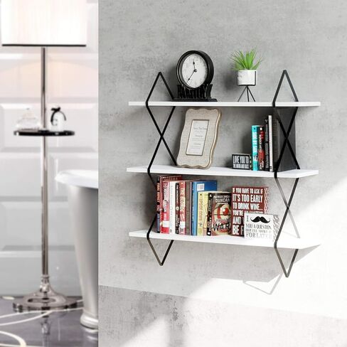 أرفف عائمة بيضاء من WELLAND مكونة من 3 طبقات، أرفف معلقة على الحائط، أرفف عرض خشبية حديثة، أرفف الكتب، لمطبخ غرفة المعيشة (23 1/2 بوصة) in Kuwait