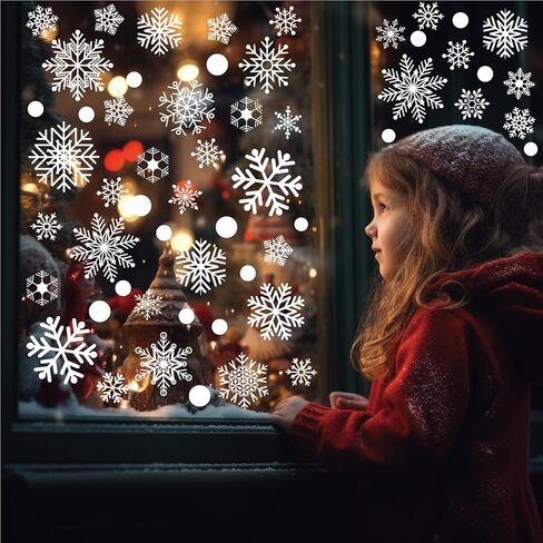 ملصقات نافذة بتصميم ندفة الثلج، ملصقات ثابتة غير لاصقة مزدوجة الجوانب قابلة لاعادة الاستخدام لتغطية الابواب الزجاجية وديكور الحفلات (ندفة الثلج) in Kuwait