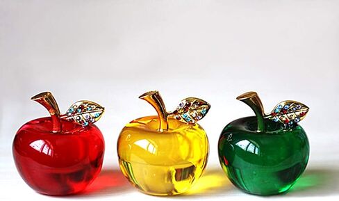 Crystal Apple Figurine Paperweight Ideal Gifts for Wedding Birthday Christmas and Home decoration 2.1 Inch (A-blue) in Kuwait