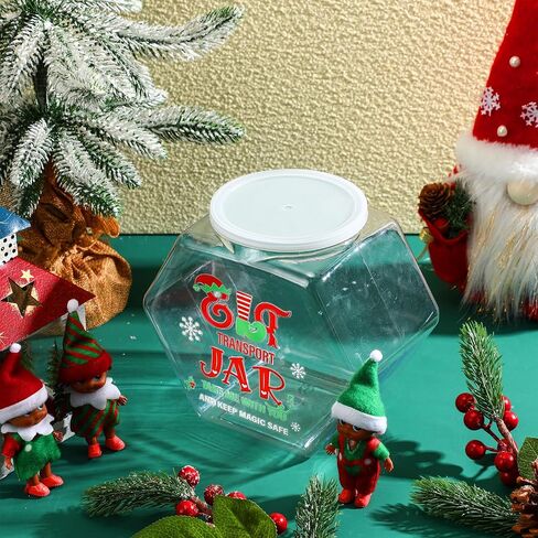 Zhehao 6 Pieces Christmas Elf Carrier, 73 oz Clear Plastic Jars with Lids Elves Transport Container Hexagon Jars with Elf Travel Stickers for Xmas Holiday Gift Decoration in Saudi Arabia