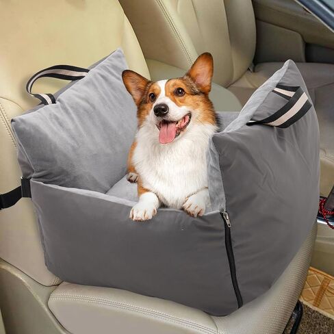 Dog Car Seat Travel Safety Booster Seat with Adjustable Straps & Detachable Cover & Non-Slip Base Washable Dog Car Seats Pet Travel Bed for Dog in Kuwait