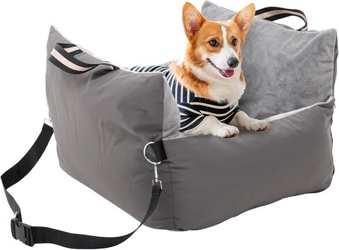Dog Car Seat Travel Safety Booster Seat with Adjustable Straps & Detachable Cover & Non-Slip Base Washable Dog Car Seats Pet Travel Bed for Dog in Kuwait