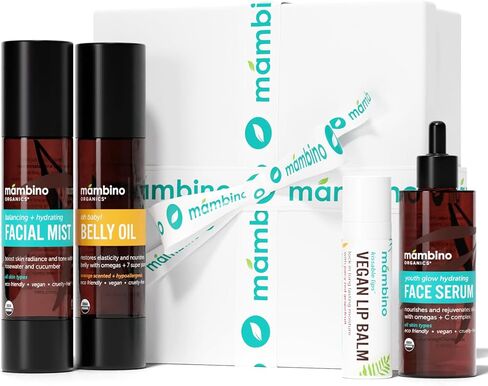 Mambino Organics Bun in the Oven Kit – All Natural Skincare Set for Pregnant Women – Anti-stretch mark, Body Moisturizer, Lip Balm Gift Pregnancy Gift Set for First time Moms in Saudi Arabia