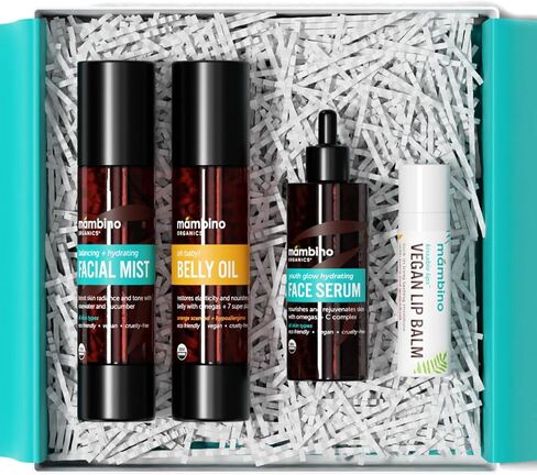 Mambino Organics Bun in the Oven Kit – All Natural Skincare Set for Pregnant Women – Anti-stretch mark, Body Moisturizer, Lip Balm Gift Pregnancy Gift Set for First time Moms in Saudi Arabia