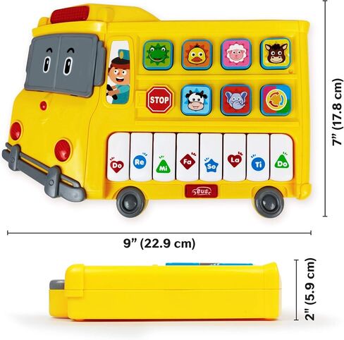 Learning School Bus Toy w/ Lights and Music – 8 Musical Note Piano Keys, 6 Animal Sounds Buttons and Mode Button – Toy Bus w/ Flashing Lights – Fun Toy School Bus for Toddlers 18+ Months in Kuwait