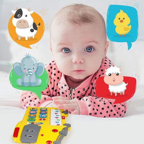 Learning School Bus Toy w/ Lights and Music – 8 Musical Note Piano Keys, 6 Animal Sounds Buttons and Mode Button – Toy Bus w/ Flashing Lights – Fun Toy School Bus for Toddlers 18+ Months in Kuwait