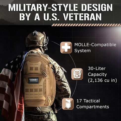 TACAMO® 35 Liter Survival Backpack for Men, Hiking Backpack, Military Tactical Waterproof Backpack, Fishing Backpack, Backpack for Laptops, Tactical Backpack for Hunting, Camping, and Tools. in Saudi Arabia