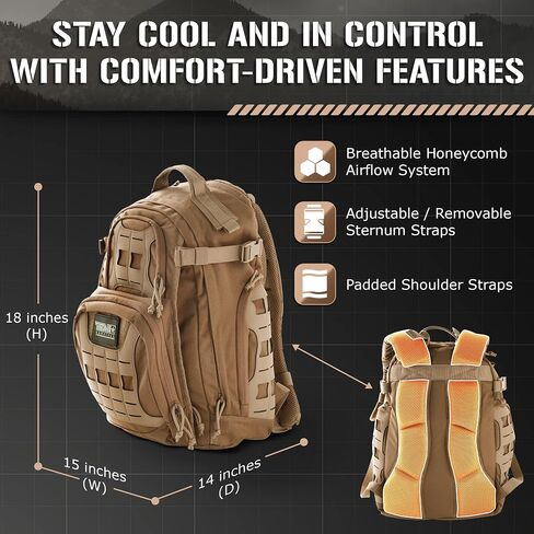 TACAMO® 35 Liter Survival Backpack for Men, Hiking Backpack, Military Tactical Waterproof Backpack, Fishing Backpack, Backpack for Laptops, Tactical Backpack for Hunting, Camping, and Tools. in Saudi Arabia