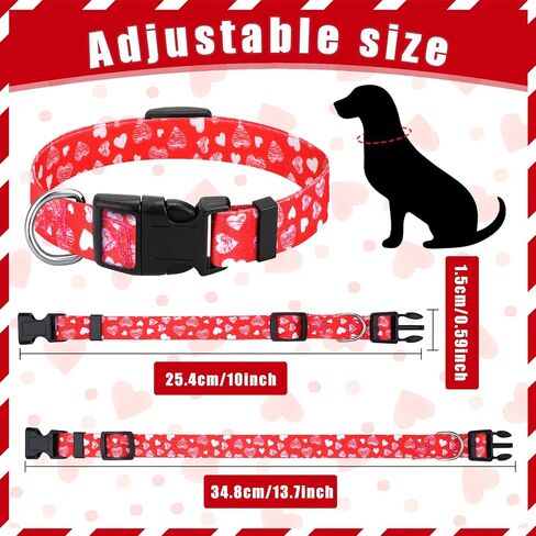 6 Pack Valentine's Day Dog Collar Puppy Collars for Small Medium Large Dogs Adjustable Puppy Dog Collar Male Female Basic Dog Collars Soft Comfy Cat Collar with Plastic Buckle (Large) in Saudi Arabia