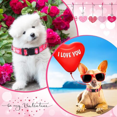 6 Pack Valentine's Day Dog Collar Puppy Collars for Small Medium Large Dogs Adjustable Puppy Dog Collar Male Female Basic Dog Collars Soft Comfy Cat Collar with Plastic Buckle (Large) in Saudi Arabia