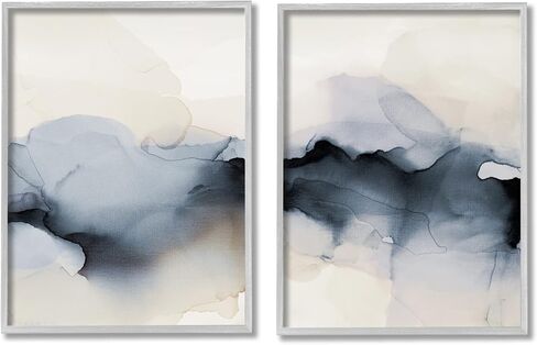 Stupell Industries Mysterious Abstract Painting Obscure Watercolor Detail 2pc set Framed Wall Art, Design by Kippi Leonard in Saudi Arabia