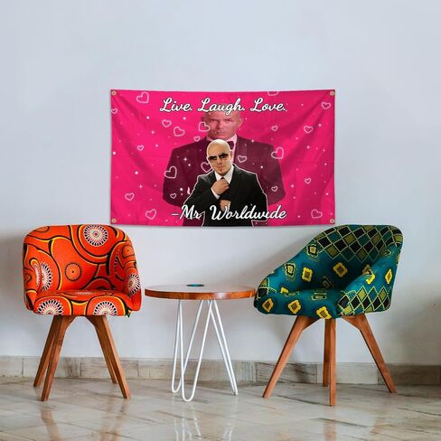 AMeLL Live Laugh Love Tapestries Mr Worldwide Tapestry For Decoration Living Room Bedroom Man Cave in Saudi Arabia