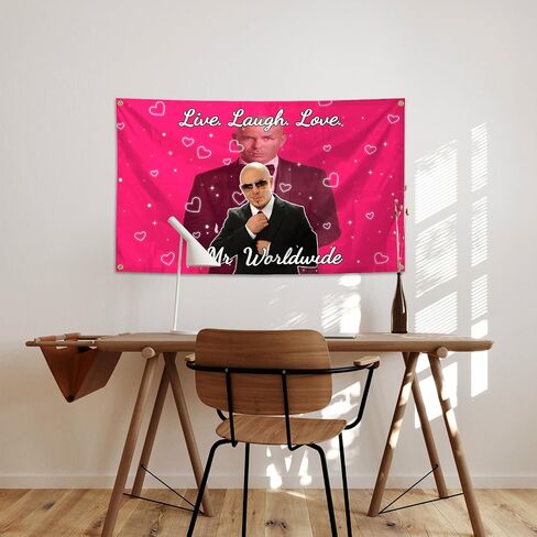 AMeLL Live Laugh Love Tapestries Mr Worldwide Tapestry For Decoration Living Room Bedroom Man Cave in Saudi Arabia