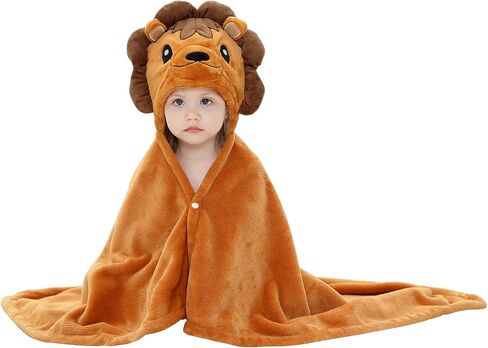 MICHLEY Baby Hooded Swaddling Blanket for Boys Girls, Animal Face Toddler Fall Winter Throw Blankets 0-3 Years(Bear) in Saudi Arabia