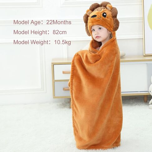 MICHLEY Baby Hooded Swaddling Blanket for Boys Girls, Animal Face Toddler Fall Winter Throw Blankets 0-3 Years(Bear) in Saudi Arabia