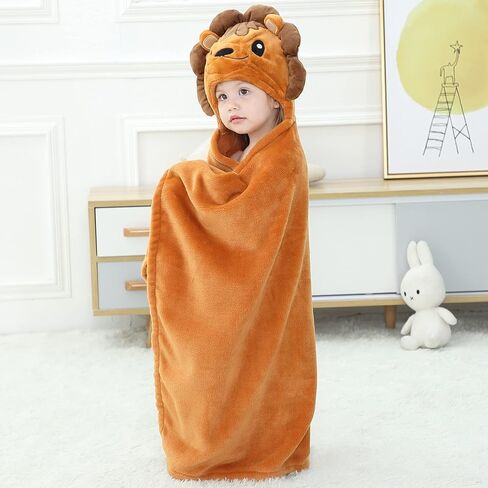 MICHLEY Baby Hooded Swaddling Blanket for Boys Girls, Animal Face Toddler Fall Winter Throw Blankets 0-3 Years(Bear) in Saudi Arabia